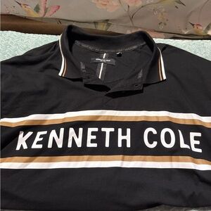 Kenneth Cole Black and White Polo Shirt with Bold Branding